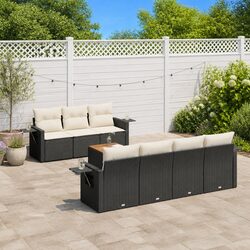 8 Piece Modular Outdoor Sofa Set with Black Cushions