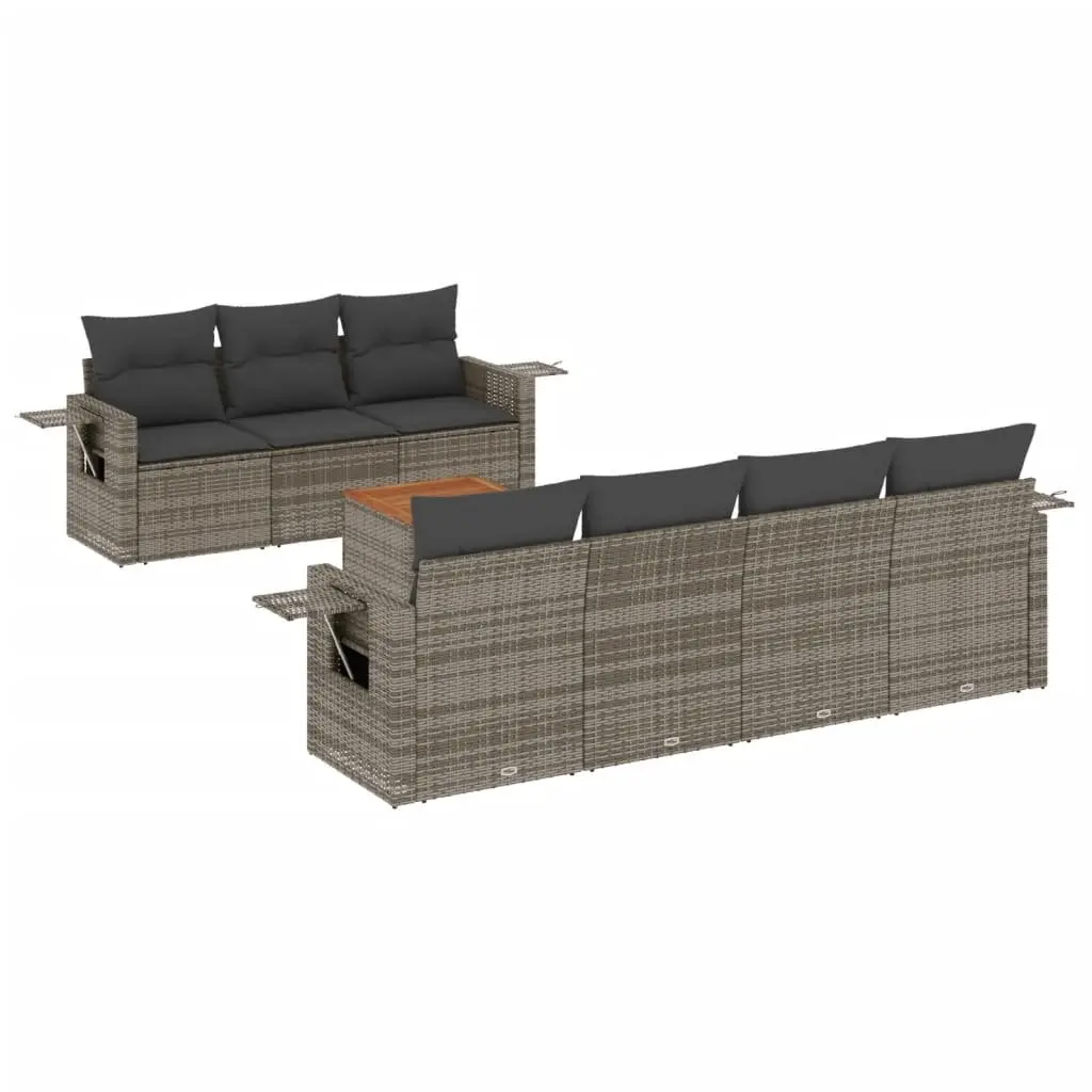 Outdoor Sectional Sofa Set 8 Piece Garden Furniture Grey Poly Rattan Modular