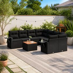 Specifications of Black Poly Rattan 9-Piece Sofa Set