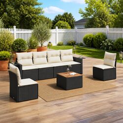 7-Piece Modular Outdoor Sofa Set in Black
