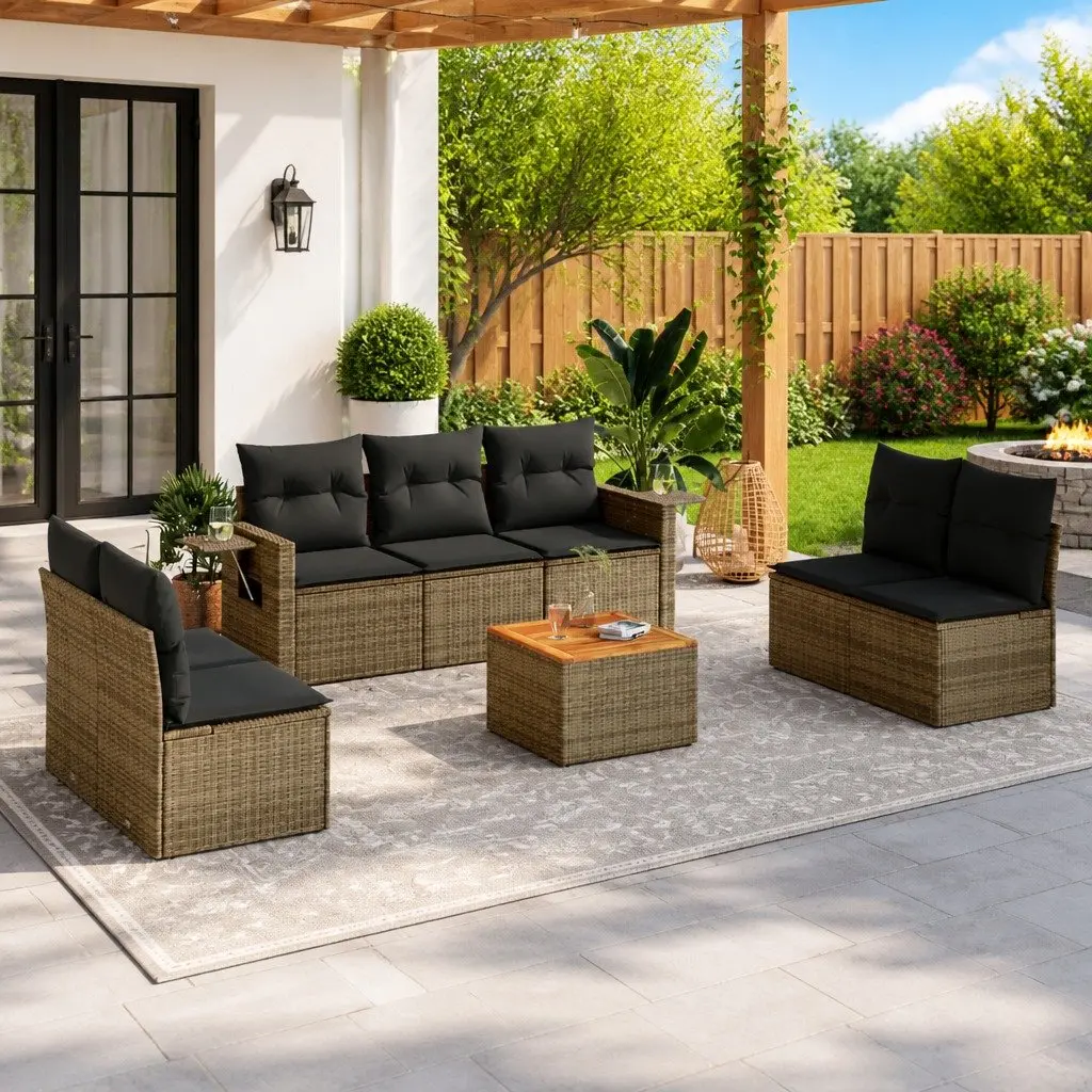 Grey 8 Piece Outdoor Sectional Sofa Set