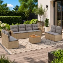 Detailed Specifications for 9 Piece Garden Sofa Set