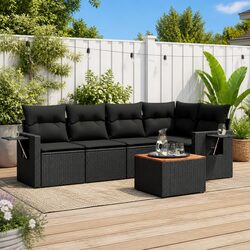 Specifications for 6-Piece Outdoor Sectional Sofa Set in Black