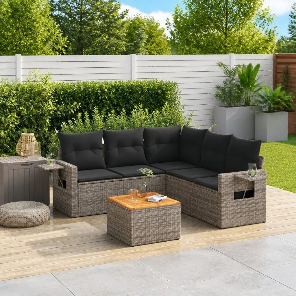 6-Piece Grey Outdoor Sectional Sofa Set
