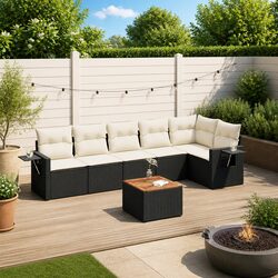 Specifications of 7-Piece Black Rattan Garden Sofa Set