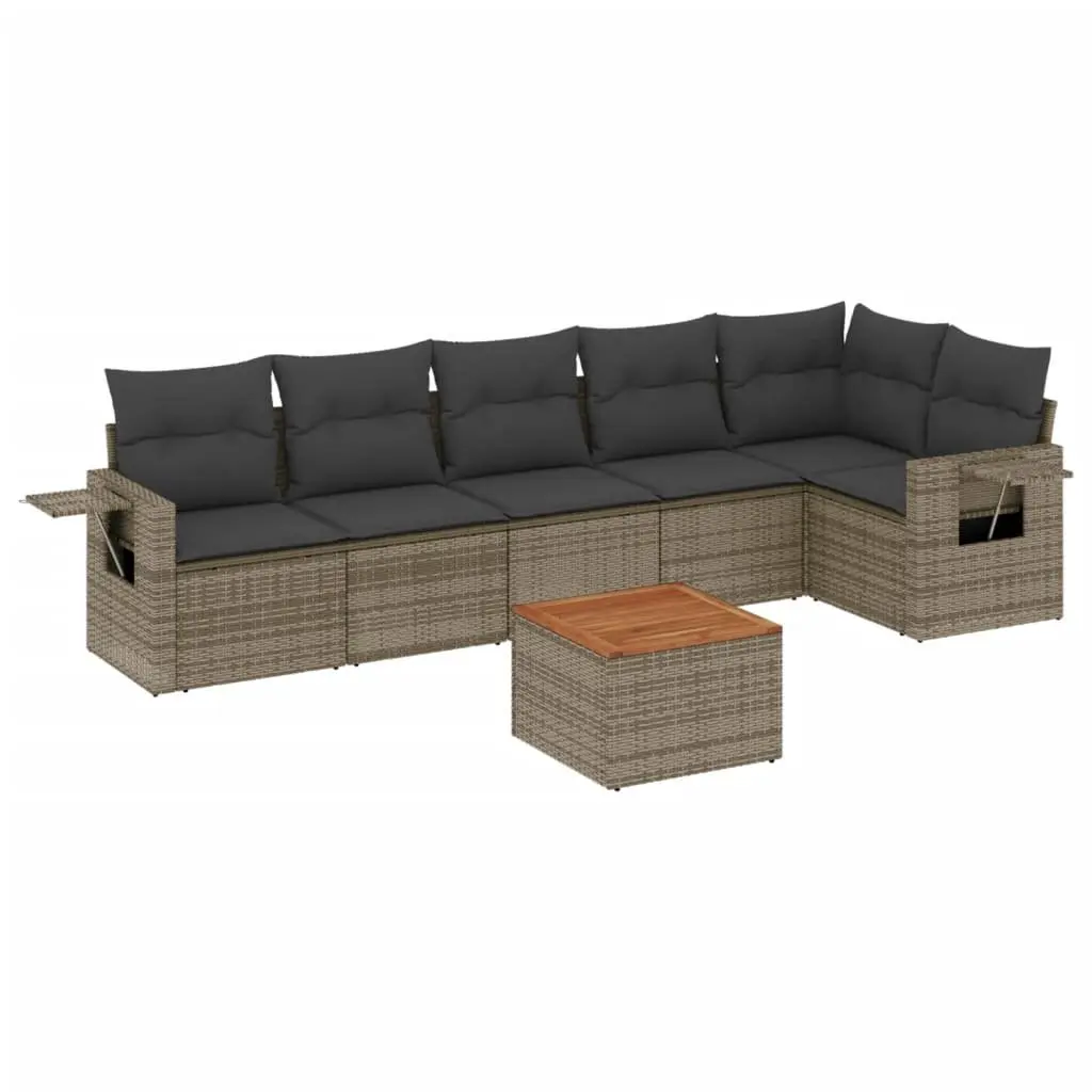 Outdoor Sectional Sofa Set for Patio Garden 7 Piece Grey Poly Rattan