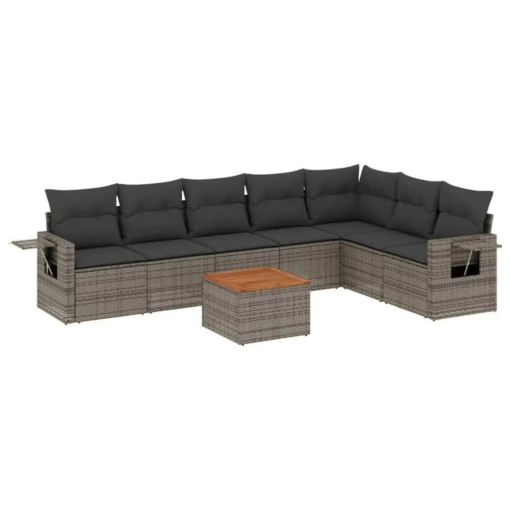 Outdoor Sectional Sofa Set 8 Piece Patio Garden Furniture Grey Poly Rattan