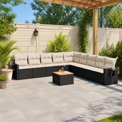 4-Piece Outdoor Sectional Sofa Set, Brown Poly Rattan with Cushions