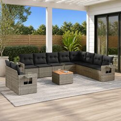 11 Piece Outdoor Sofa Set with Acacia Wood Top
