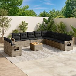 12 Piece Outdoor Garden Sofa Set - Grey Modular Design