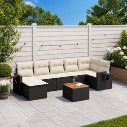 Outdoor Modular Sectional Sofa Set 8 Pieces Black Rattan
