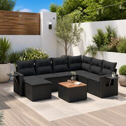 Specifications for 8-Piece Black Poly Rattan Sofa Set