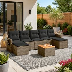 8-Piece Outdoor Sofa Set Specifications: Grey Rattan Furniture