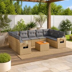 10-Piece Garden Sofa Set Specifications - Beige Rattan