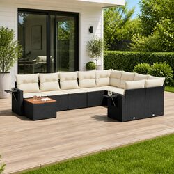 Specifications of 10-Piece Outdoor Sectional Sofa Set in Black