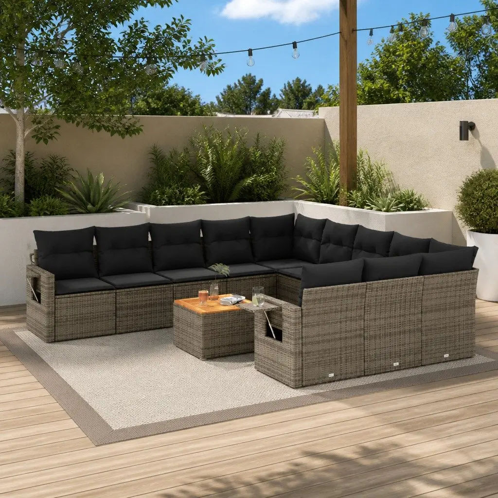 12 Piece Grey Outdoor Sectional Sofa Set