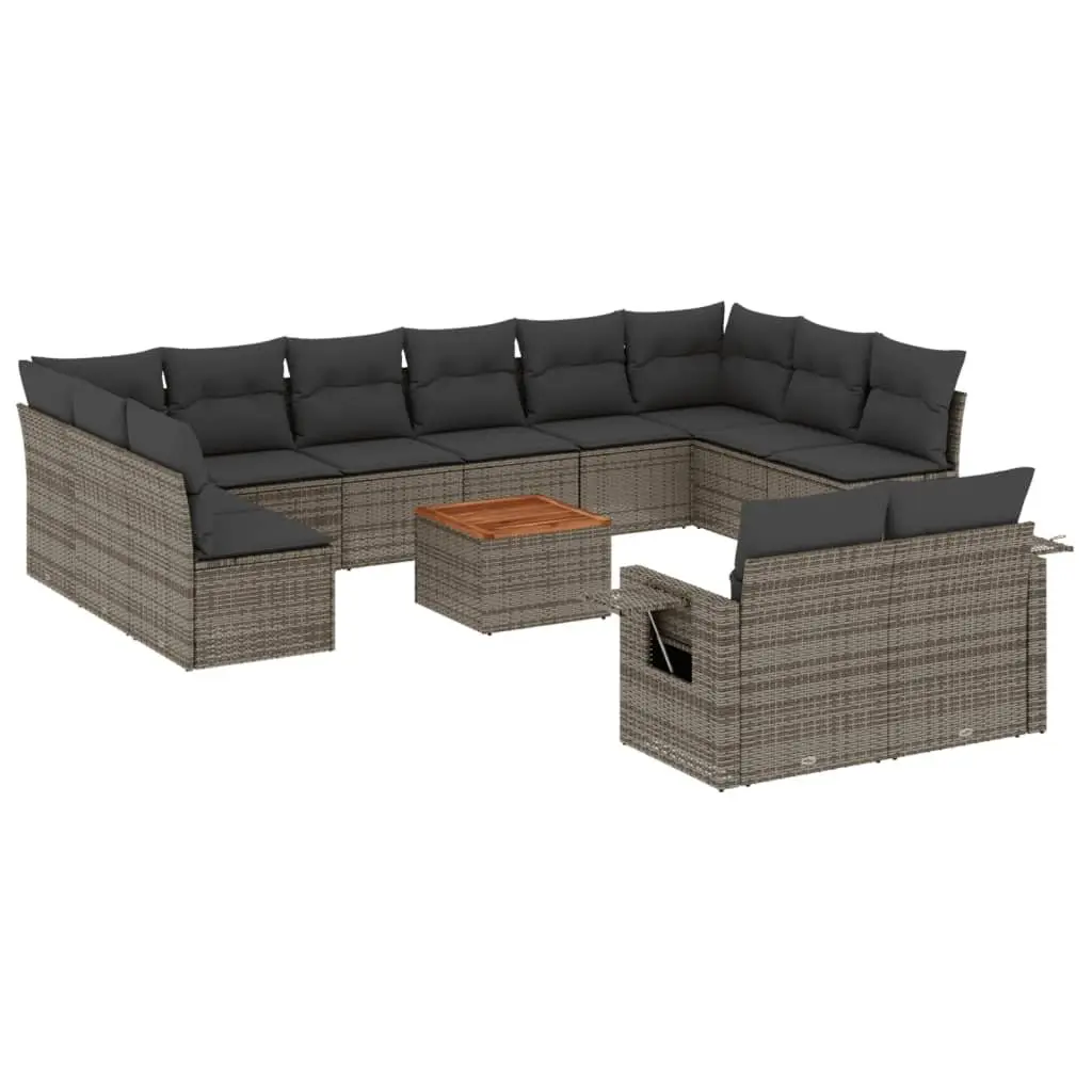 Outdoor Sectional Sofa Set 13 Piece Garden Furniture Grey Poly Rattan Modular