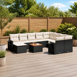 11 Piece Garden Sofa Set with PE Rattan and Acacia Wood