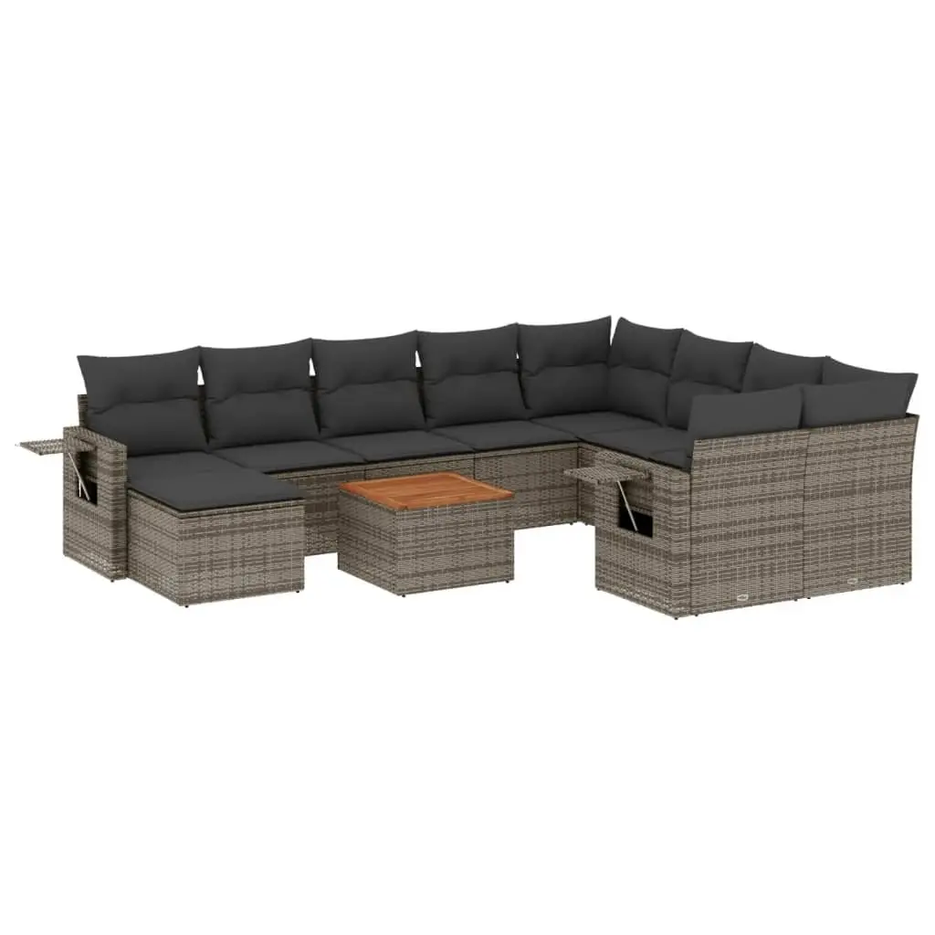 Outdoor Sectional Sofa Set 11 Piece Grey Patio Furniture for Backyard and Terrace