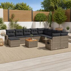 12-Piece Outdoor Sofa Set Details: Grey Poly Rattan