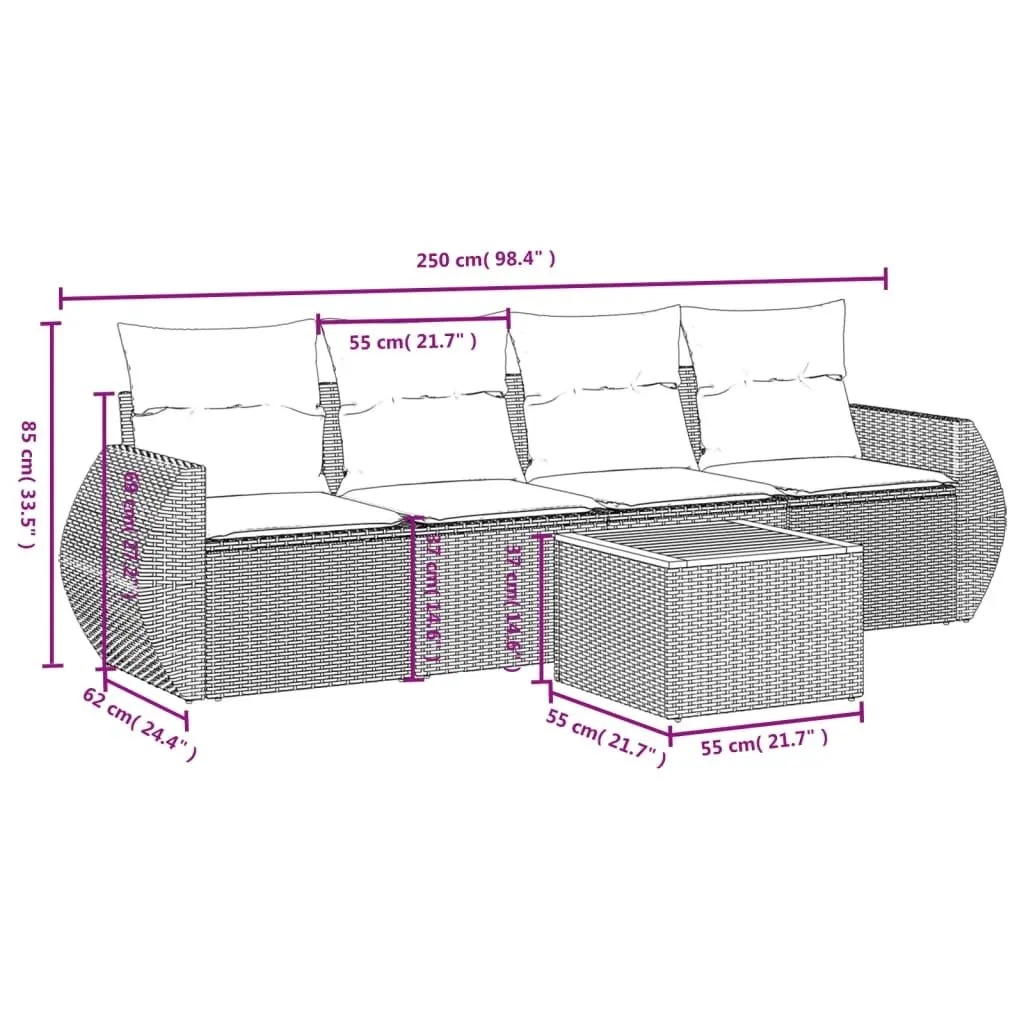 5 Piece Outdoor Sofa Set with Cushions