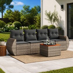 5 Piece Outdoor Garden Sofa Set - Grey Rattan Specifications