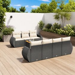 Garden Sofa Set 8 Piece Outdoor Furniture Black Poly Rattan Modular Lounge Patio