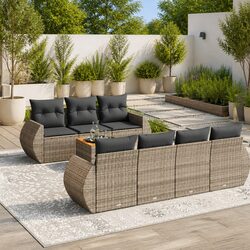 Grey 8 Piece Garden Sofa Set: Dimensions and Details