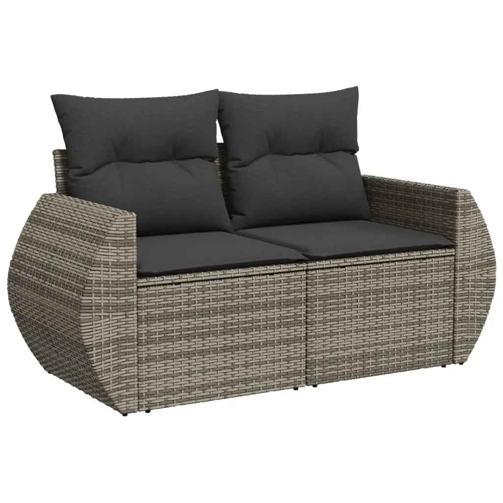 Garden Sofa Set 8 Piece Outdoor Furniture Grey Poly Rattan Cushions Patio