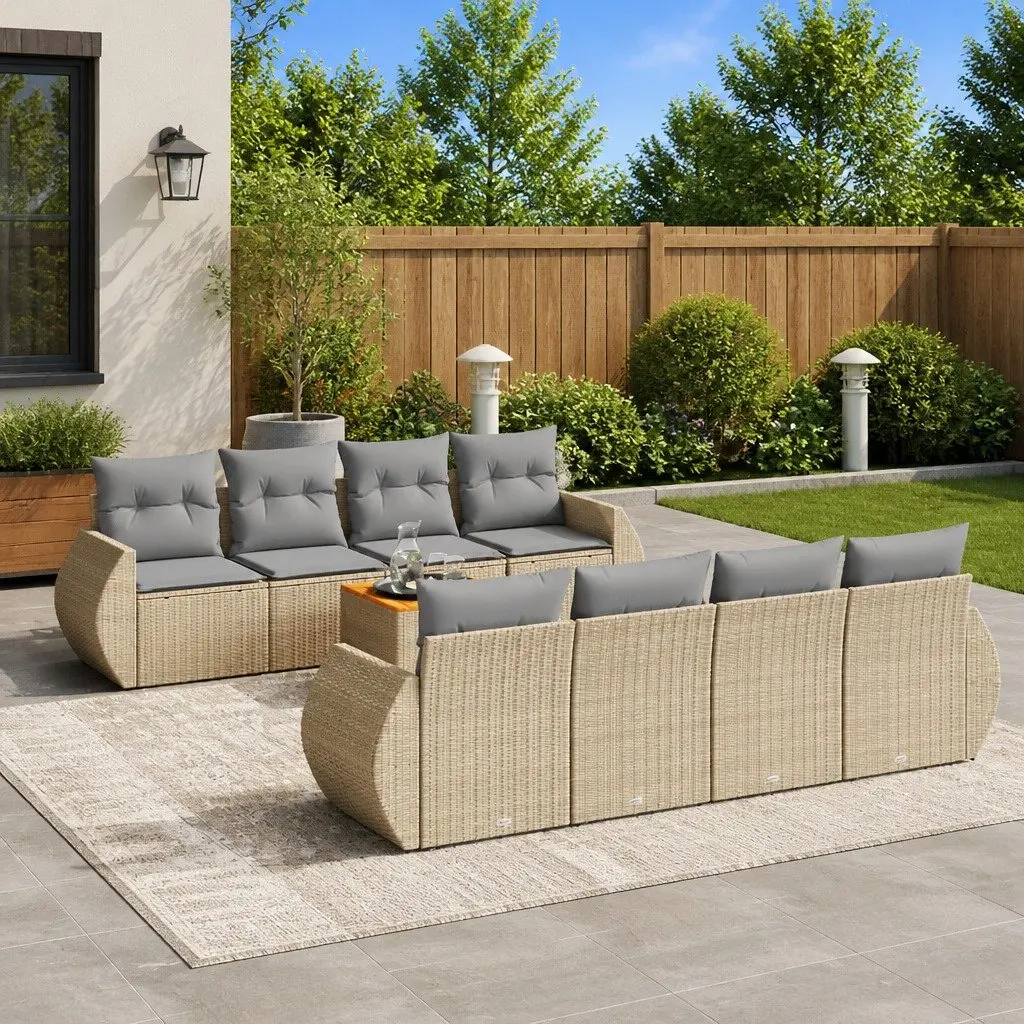 9 Piece Modular Garden Sofa Set in Beige