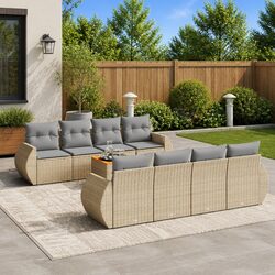 9 Piece Modular Garden Sofa Set in Beige