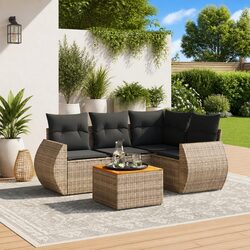 5 Piece Modular Outdoor Sofa Set with Cushions and Table