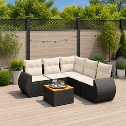 6-Piece Modular Garden Sofa Set with PE Rattan & Acacia