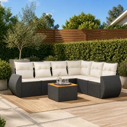 7 Piece Black Poly Rattan Garden Sofa Set Specifications