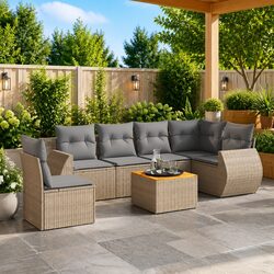 Specifications of 7 Piece Garden Sofa Set: Beige Rattan