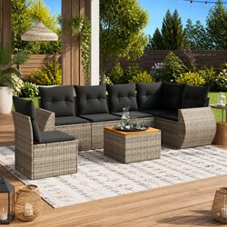 7 Piece Grey Poly Rattan Garden Sofa Set Specifications