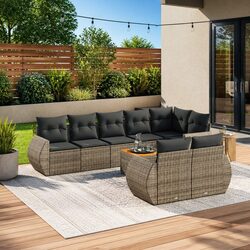 9 Piece Grey Garden Sofa Set with Modular Design