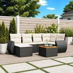 Specifications of 7 Piece Black Poly Rattan Outdoor Sofa Set