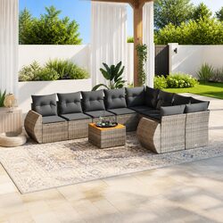 Garden Sofa Set: 10-Piece Modular Furniture Grey