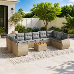 11 Piece Garden Sofa Set Outdoor Furniture Patio Seating with Cushions Beige