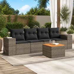 Specifications for 5 Piece Grey Rattan Sofa Set with Cushions