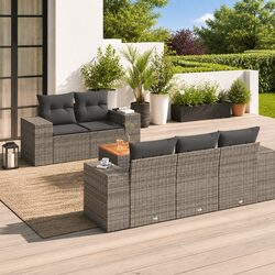 Garden Sofa Set Dimensions: 6 Piece Grey Outdoor Furniture