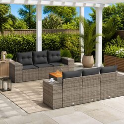 7 Piece Garden Sofa Set: Dimensions and Materials