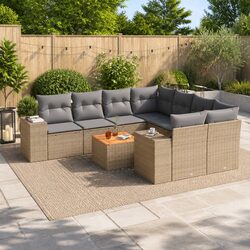 Specifications of 9-Piece Garden Sofa Set with Beige Cushions