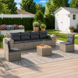 Specifications of the 7 Piece Grey Garden Sofa Set
