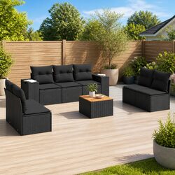 Specifications of 8 Piece Garden Sofa Set with Black Rattan