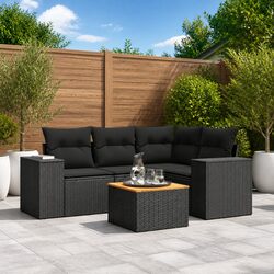 Specifications of 5 Piece Black Poly Rattan Sofa Set