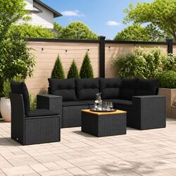 Garden Sofa Set 6 Piece Outdoor Furniture Patio Black Rattan Cushions Modular