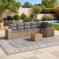 7 Piece Modular Outdoor Sofa Set with Weather-Resistant Cushions