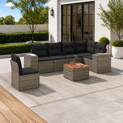 Detailed Specifications: 7 Piece Modular Sofa Set - Grey